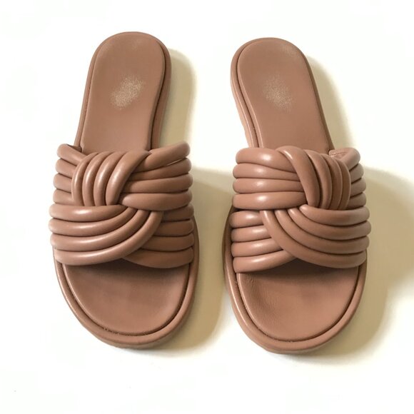 Gianvito Rossi Ottavia Leather Slides Sandals Womens 41.5 11.5 Beige Tan Leather - Picture 5 of 12